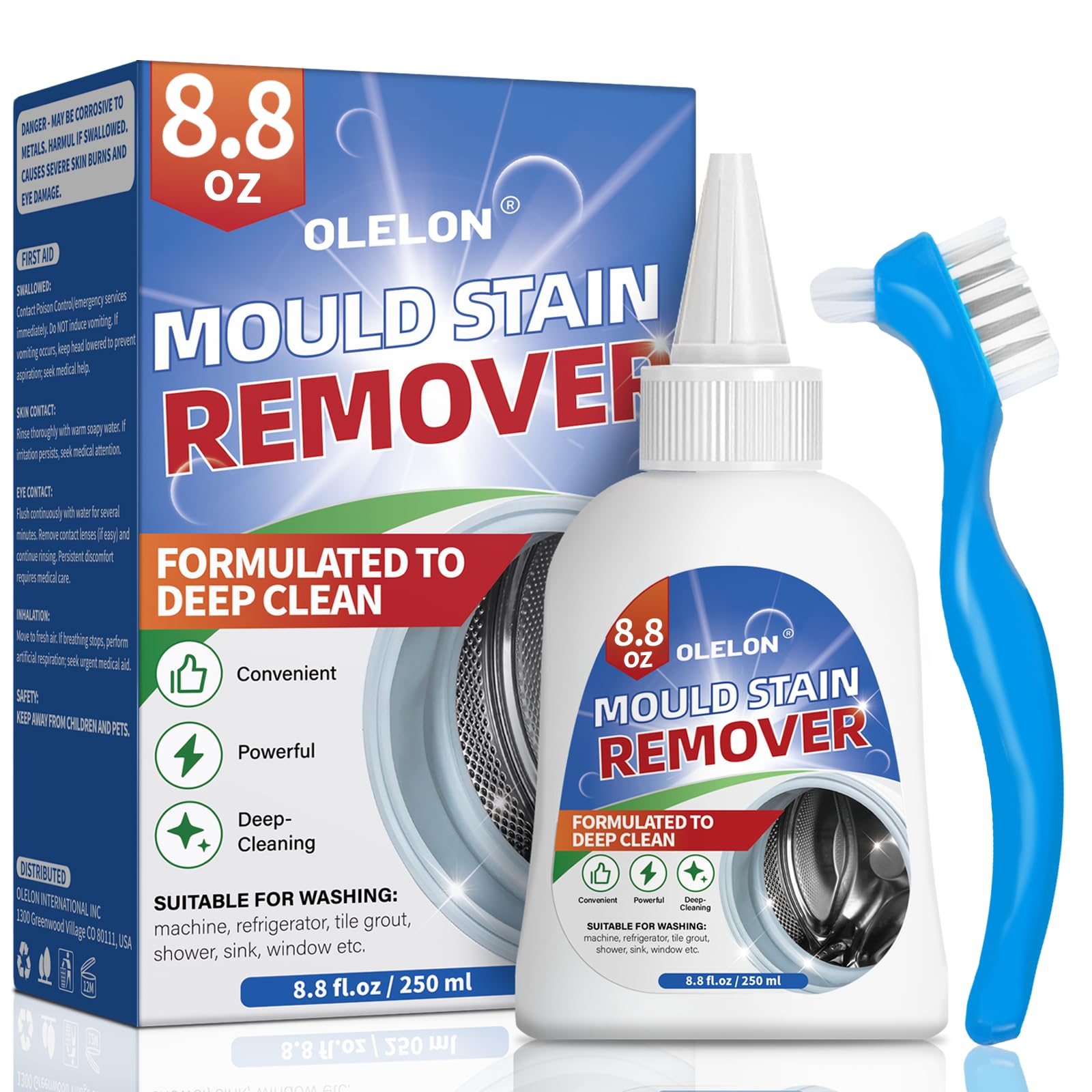 Home Stain Remover Gel Washing Machine Cleaner, Tile Grout Cleaner for Washer Cleaner, Wall, Sealant, Glass, Kitchen, Sinks (8 Fl Oz(Pack of 1))