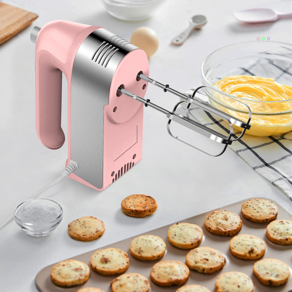 Hand Mixer Electric, 450W Kitchen Mixers with Scale Cup Storage Case, Turbo Boost/Self-Control Speed + 5 Speed + Eject Button + 5 Stainless Steel Accessories, For Easy Whipping Dough,Cream,Cake