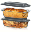 Razab 7.6 Cups / 1800ml / 1.9 Qt Large Glass Loaf Pan with Lids (Set of 2) - BPA-Free Meatloaf Pan with Easy-Grip Handle - 10 x 5 in Bread Baking Pan, Microwave & Oven Safe