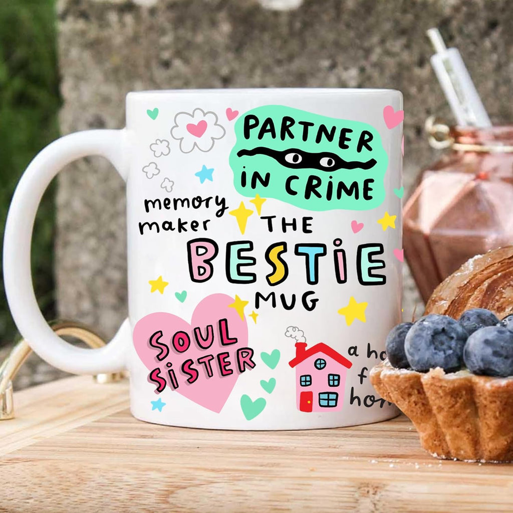Bestie Coffee Mug - Best Friend Gift for Women - Friendship Gift for Female Friend - Friendship Gifts for Women Birthday - Gifts for Close Female Friends - 11oz White Ceramic Cup