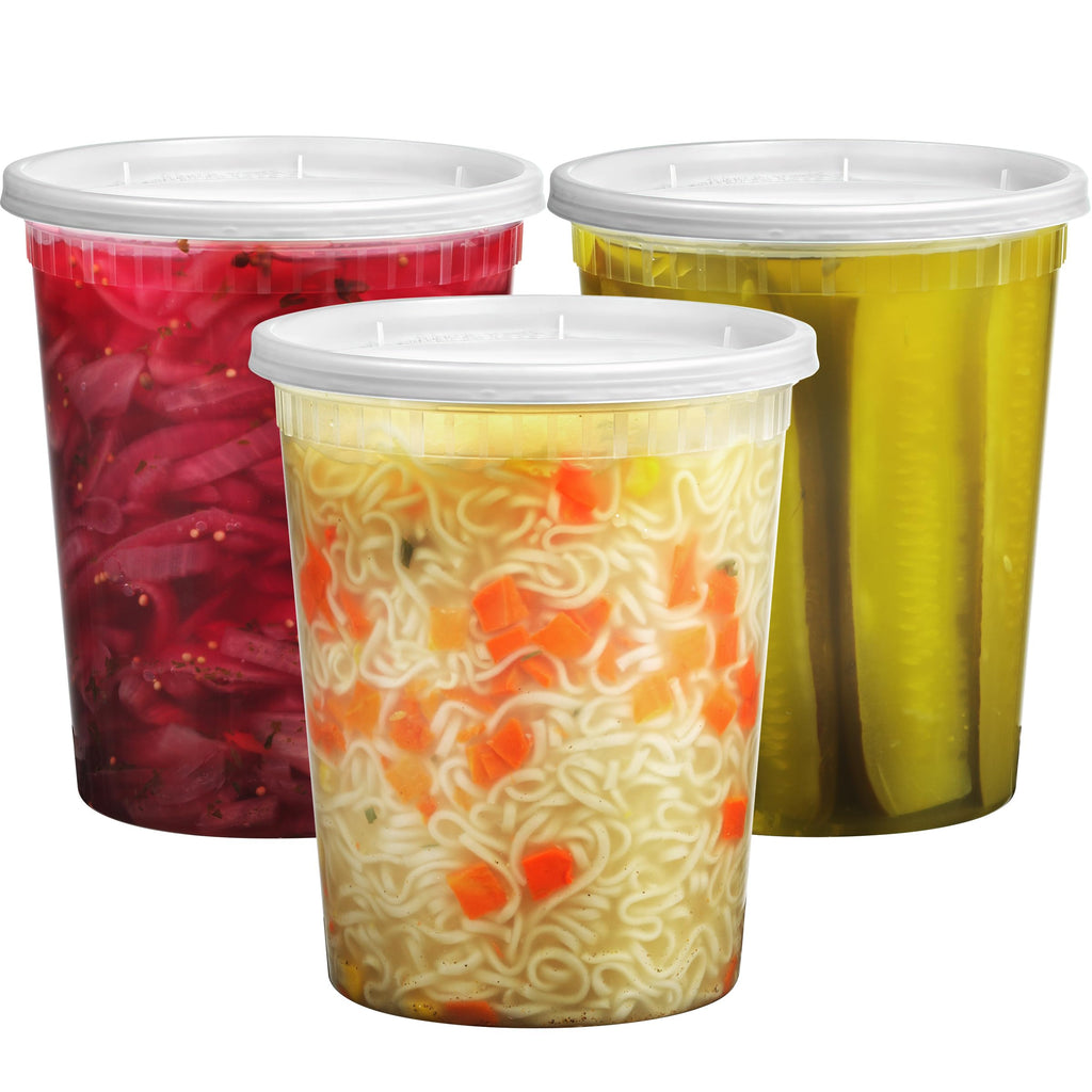 JoyServe 32 Oz Deli Food Containers with Lids - (36 Sets) Quart Size Airtight Food Storage Takeout Meal Prep Containers To Go with 36 Lids, BPA-Free, Dishwasher, Microwave Safe
