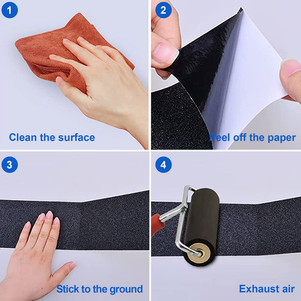 BOMEI PACK Heavy Duty Black Anti Slip Tape, Waterproof Non Slip Safety Tape for Stair Steps Outdoor/Indoor, 2Rolls Grip Traction Tape 2 Inch x 33Ft