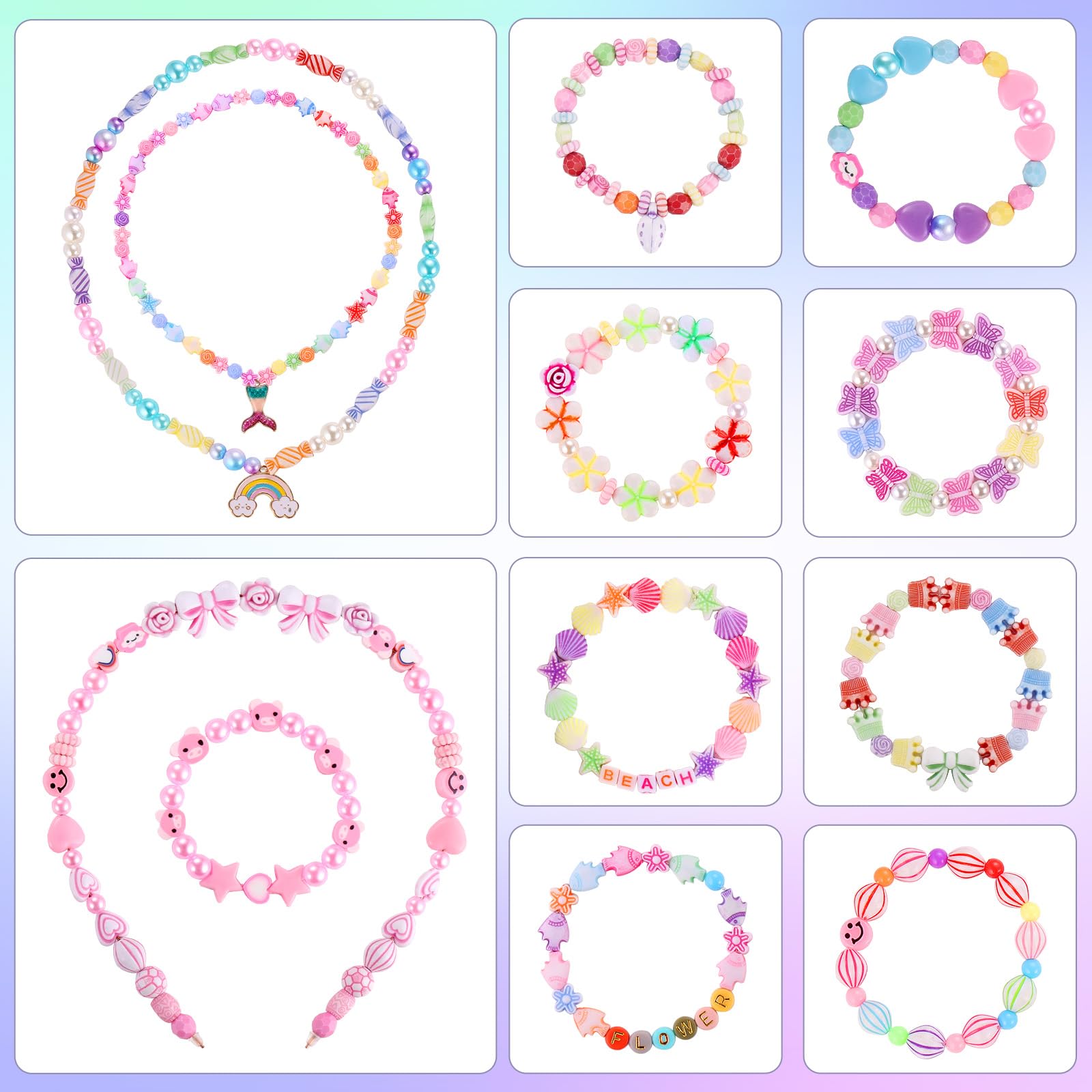 Funtopia Bracelet Making Kit for Girls, 780 Pcs 32 Types Beads for Bracelets Necklaces Headbands Making, Jewelry Making Kits with Clay Charms, Letter Bead and Pearl Bead, DIY Art Crafts Gifts for Birthday, Party, Holiday