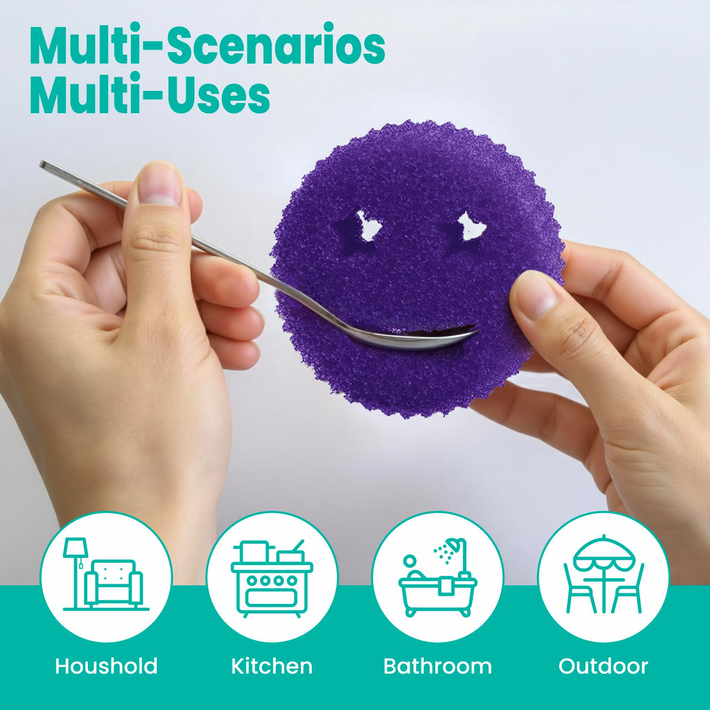 HELIME Scrub Sponge Dish Scrubber, Non Scratch Multipurpose Sponges, Temperature Controlled Dual Sided Cleaning Pads, Durable BPA Free and Odor Resistant Polymer Foam, Safe for Kitchen, Bathroom