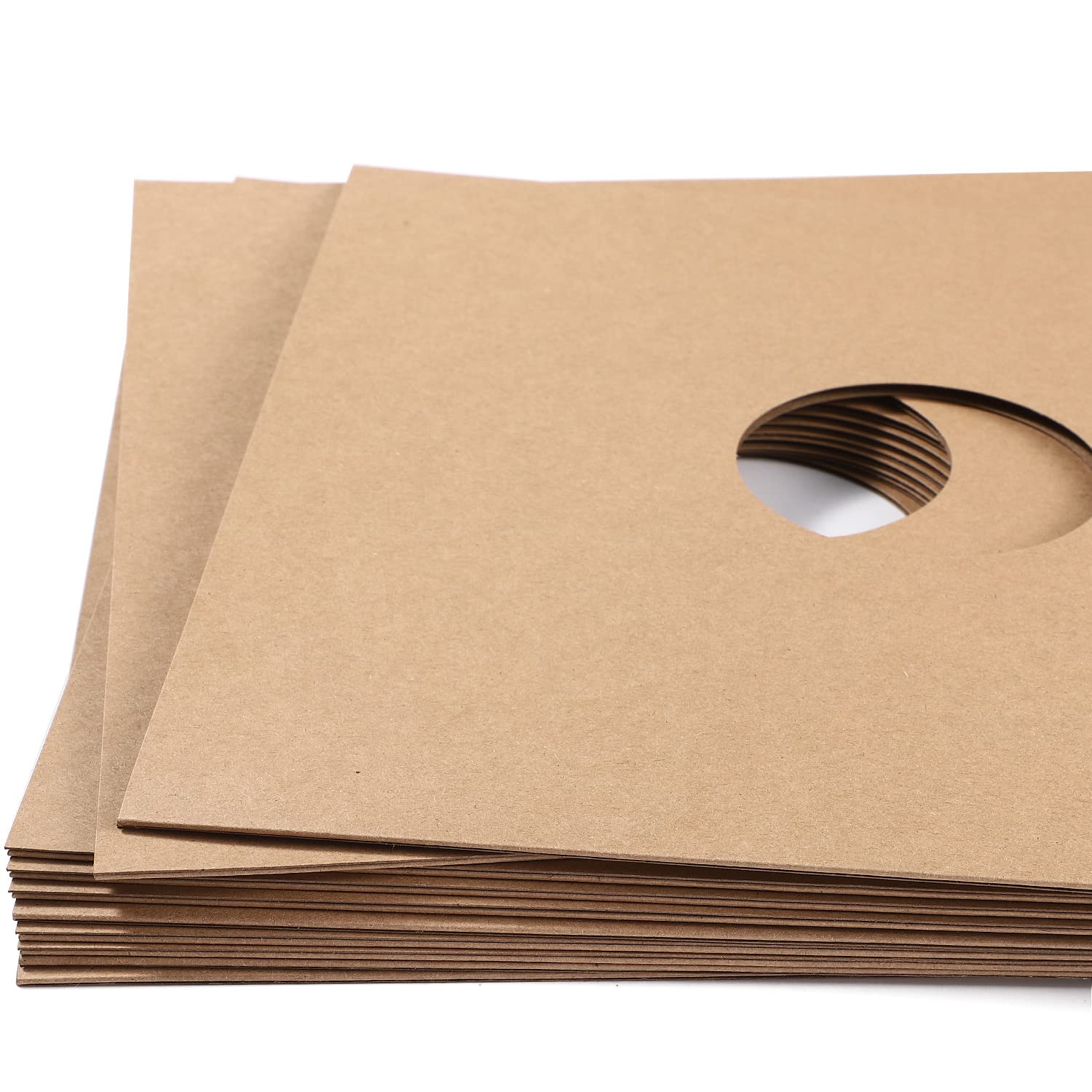 Facmogu 10PCS 12in Vinyl Record LP Jackets, Cardboard Vinyl Record Covers with Kraft Finish, Album Covers (350gsm) Record Jackets, Blank Album Jackets for Vinyl Record Inner & Outer Sleeves (Brown)