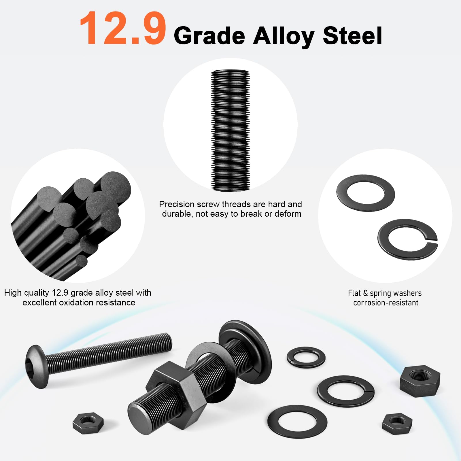 INCLY 1725PCS Metric Screw Assortment Kit, M2 M3 M4 M5 Metric Bolts and Nuts Kit with Lock and Flat Washers,Black Hex Socket Head Cap Alloy Steel Machine Screw Set with Wrench