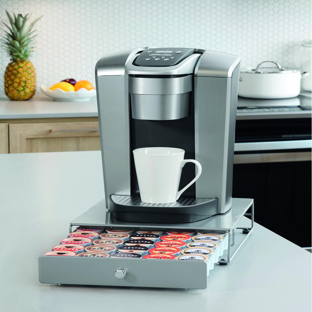 Starfrit Coffee Pod Capsule Drawer - Holds up to 30 Keurig K-Cups Pods - Under Brewer Storage Drawer - Silver