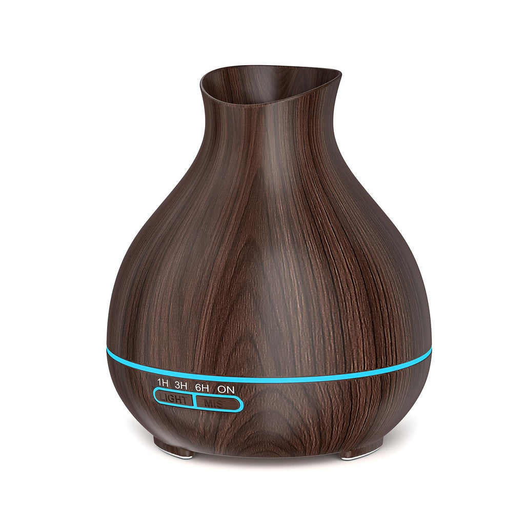 BZseed Aromatherapy Essential Oil Humidifier 550ml 12 Hours High Output for Large Room, Home, Waterless Auto-Off, 7 Color LED Lights Wood Grain Ultrasonic Cool Mist Diffusers,