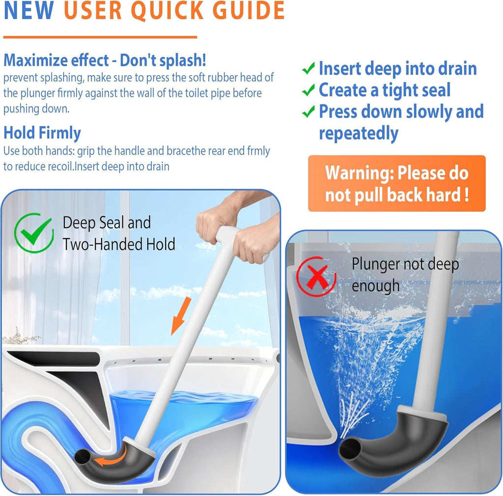 Disposable Toilet Brush and Plunger Set, Dual Handdle Toilet Plunger, All-in-1 Bathroom Cleaning Kit with 18PCS Refills, Toilet Cleaning Stick and Ventilated Holder, Bathroom Essentials (White)