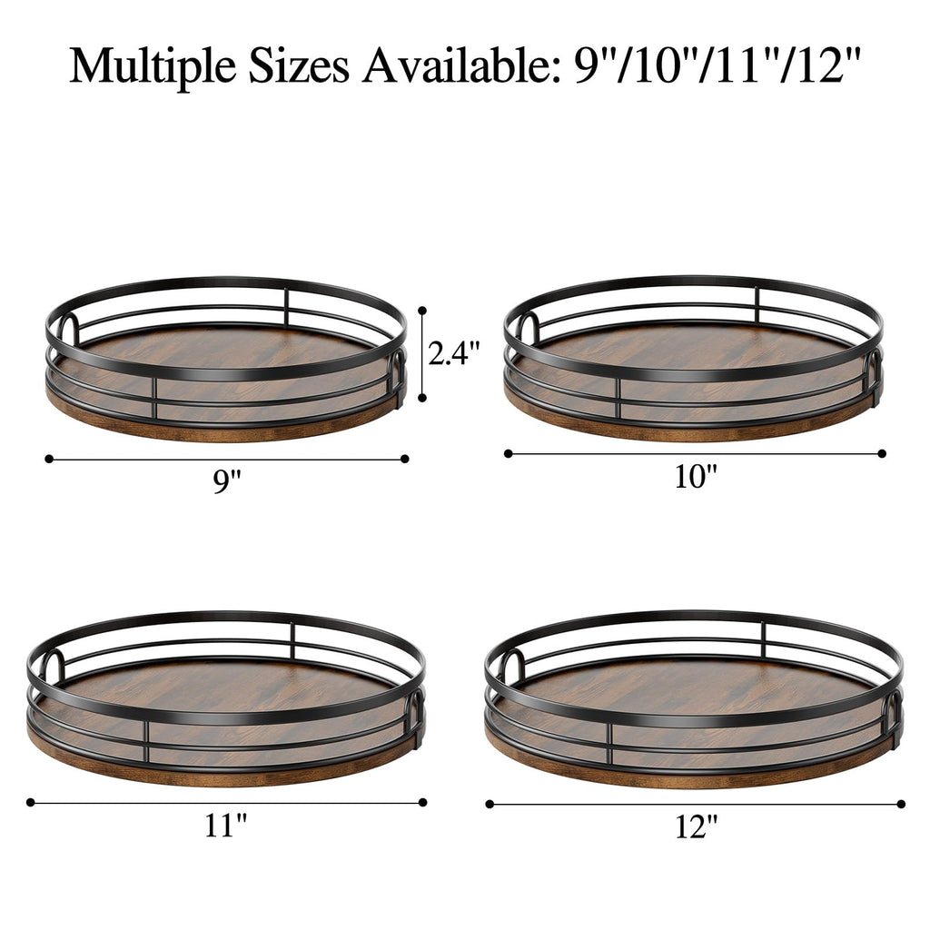 LAMU 12'' Lazy Susan Turntable Organizer for Cabinet, Round Wood Lazy Susan for Table Top, Countertop, Kitchen, Pantry, Spice, Bathroom Vanity, Decor