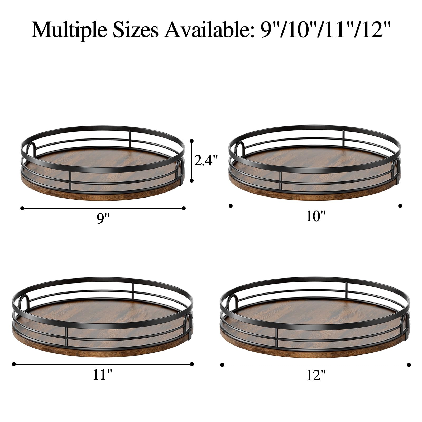 LAMU 12'' Lazy Susan Turntable Organizer for Cabinet, Round Wood Lazy Susan for Table Top, Countertop, Kitchen, Pantry, Spice, Bathroom Vanity, Decor