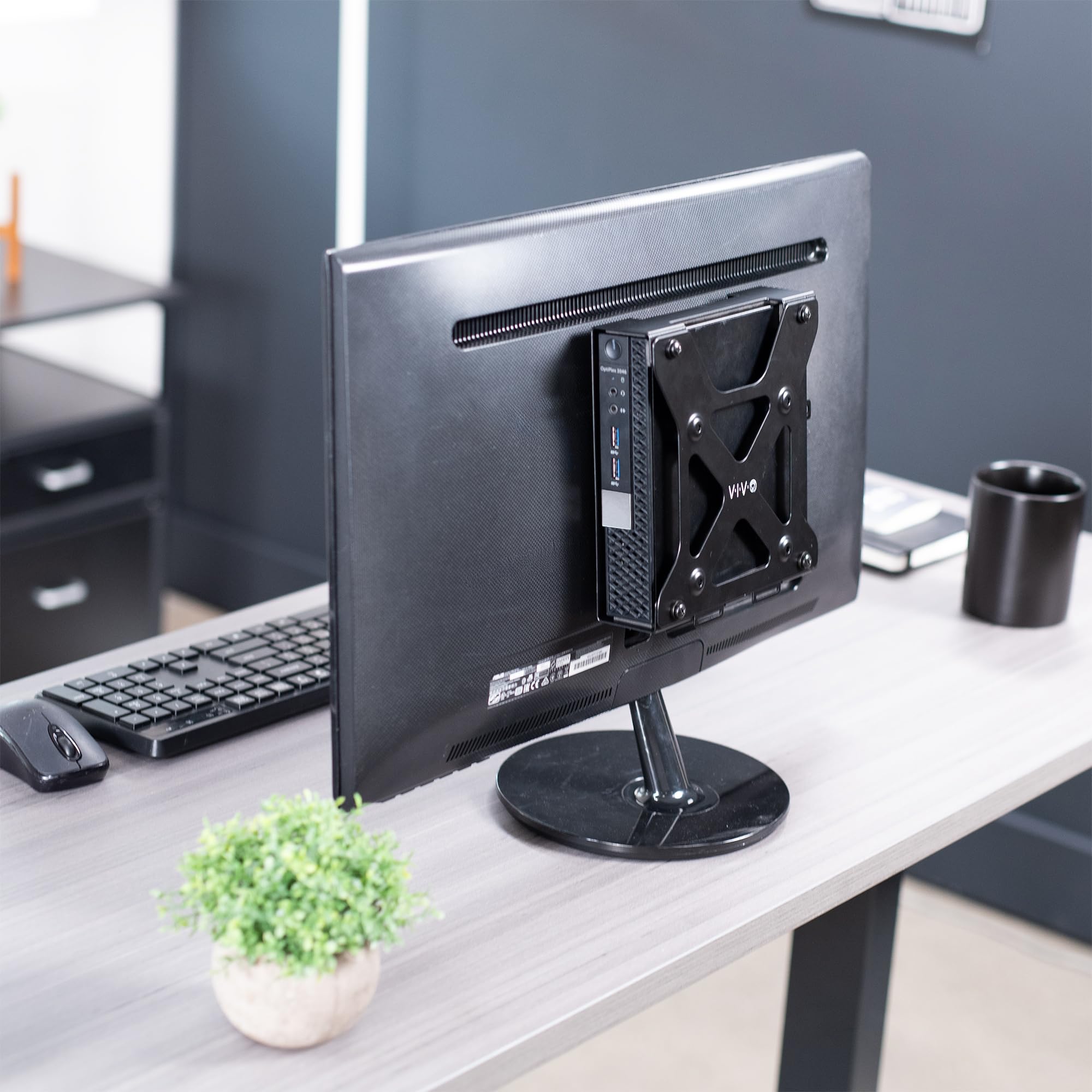 VIVO Behind Monitor Mini PC VESA Mount Designed for Dell OptiPlex Micro CPU, Monitor Arm Computer Holder, Concealed Behind Screen, Desk and Wall Mounting Options, Black, Mount-DLMM2