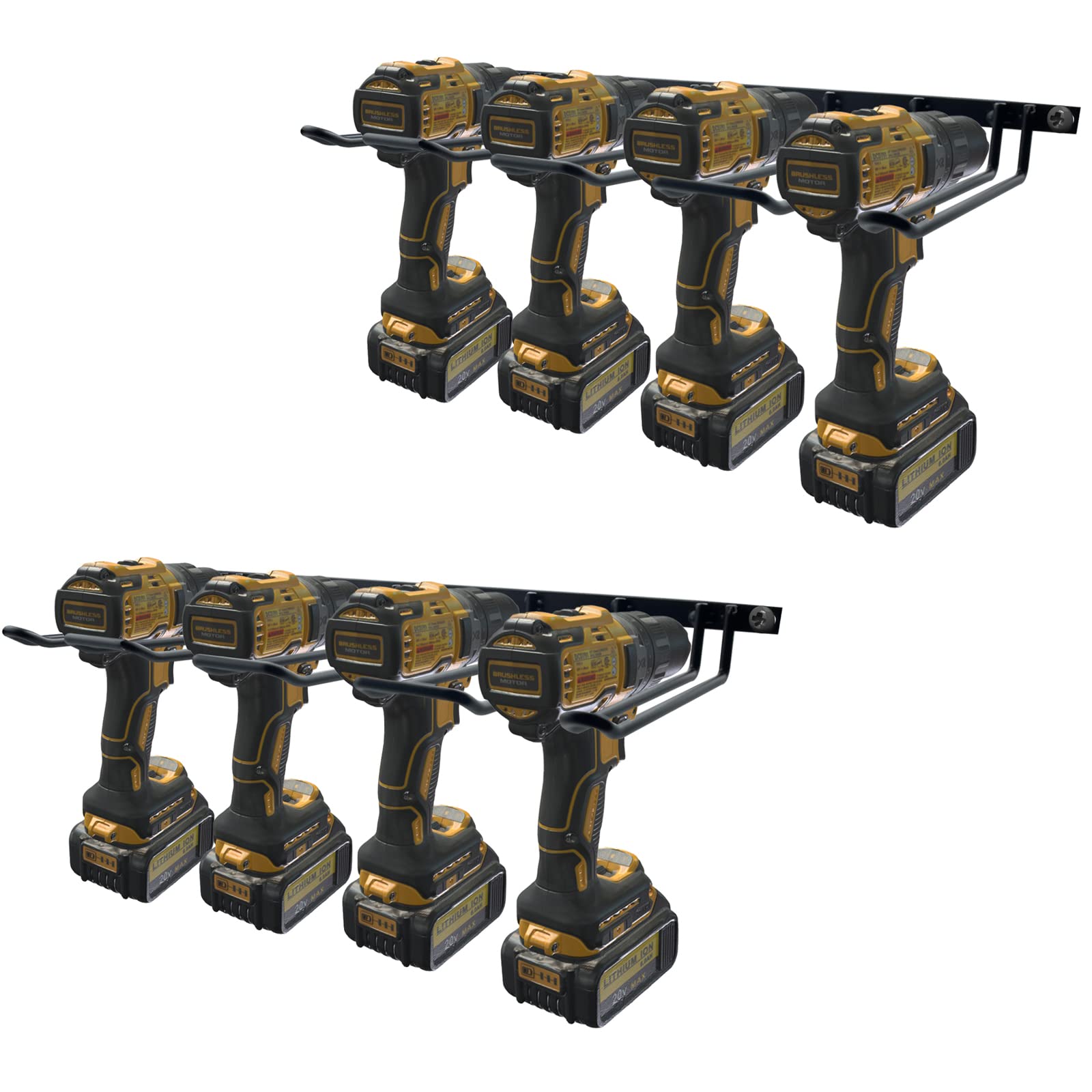 Drill Holder, Power Tool Organizer, 80LB Bearing Wall Mount 4 Cordless Metal Shelf Holder, Utility Storage Rack for Dewalt Cordless Tools (2 Pack)