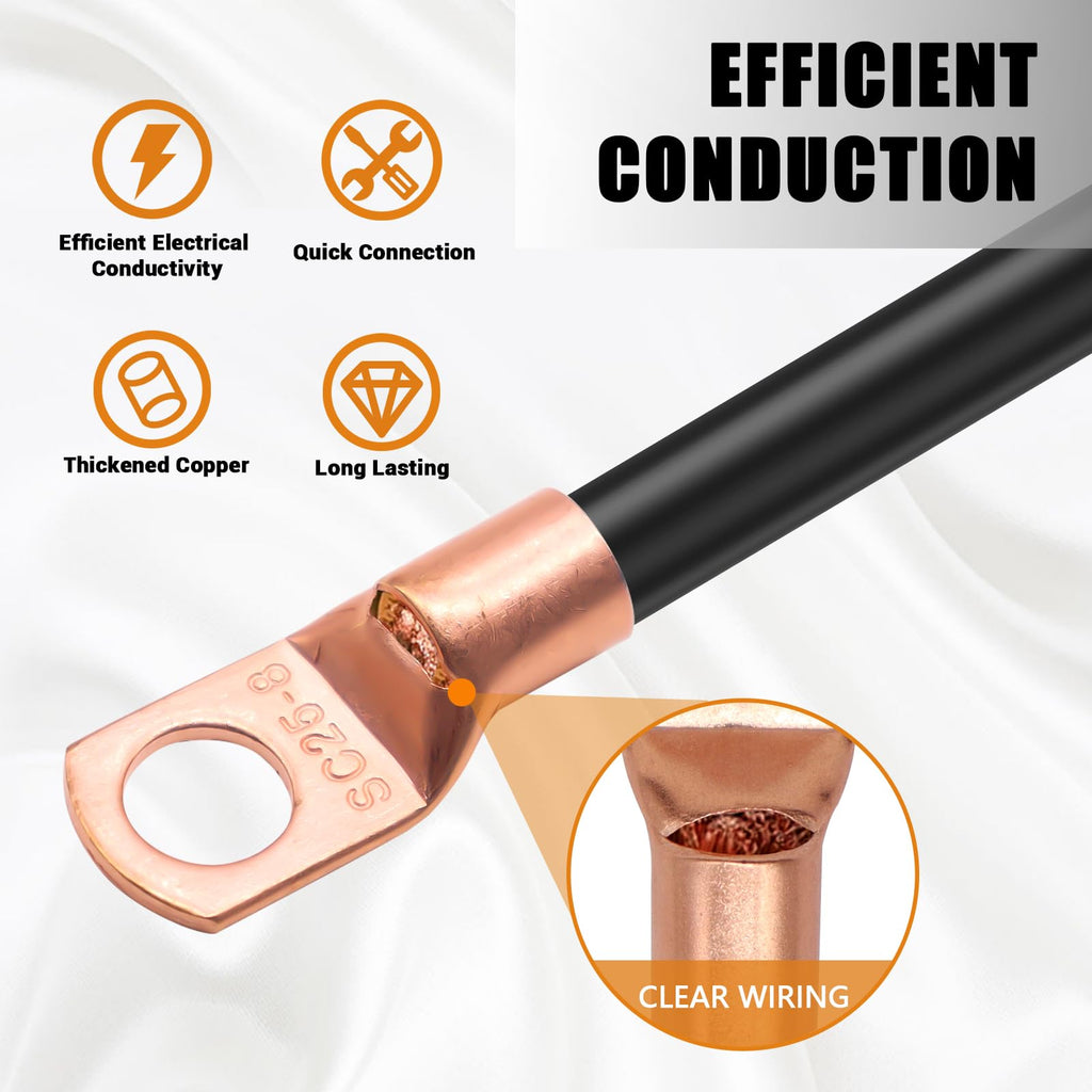 mankk 110pcs Copper Wire Lugs AWG 2 4 6 8 10 12 14 16 Gauge Battery Terminal Connector Battery Cable End Connector Copper Ring Terminal Kit with Heat Shrink M-N-067-110PCS-tbz