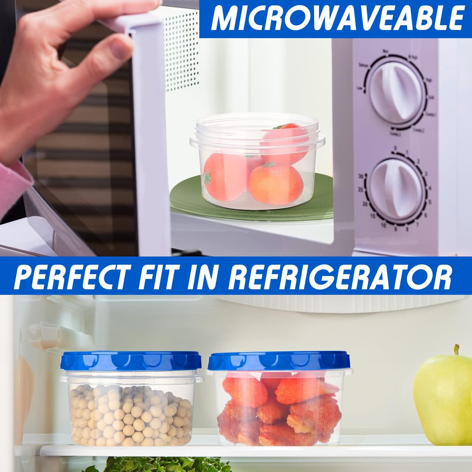 Deli Food Storage Containers with Airtight Lids (10 Sets - 16 oz), Meal Prep Containers with Lids Reusable, Stackable, Suitable for Lunch, Salad, Leftover, Soup, Oats, Ice Cream