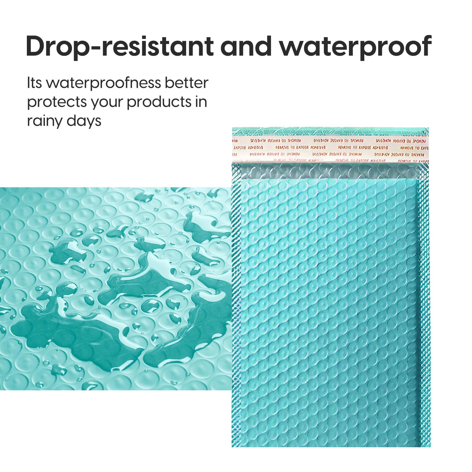 Bubble Mailers Waterproof 5 x 8 inches 50pcs Shipping Envelopes Multicolors Padded Envelopes Self Seal Adhesive (Teal, 5''x8'')