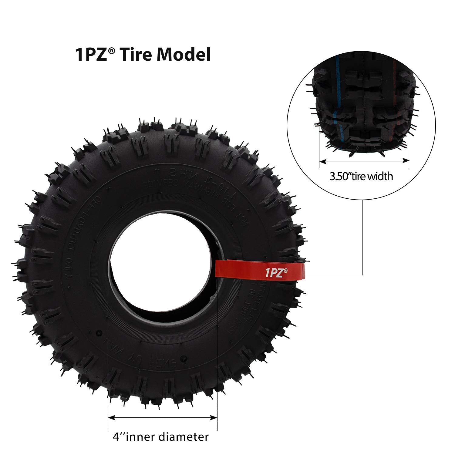 1PZ GR4-43W 4.10/3.50-4 4.10-4 410-4 Tire Tyre & Inner Tube for Garden Rototiller Snowblower Mowers Hand Truck Wheelbarrow Go Kart Kid ATV Wheeler