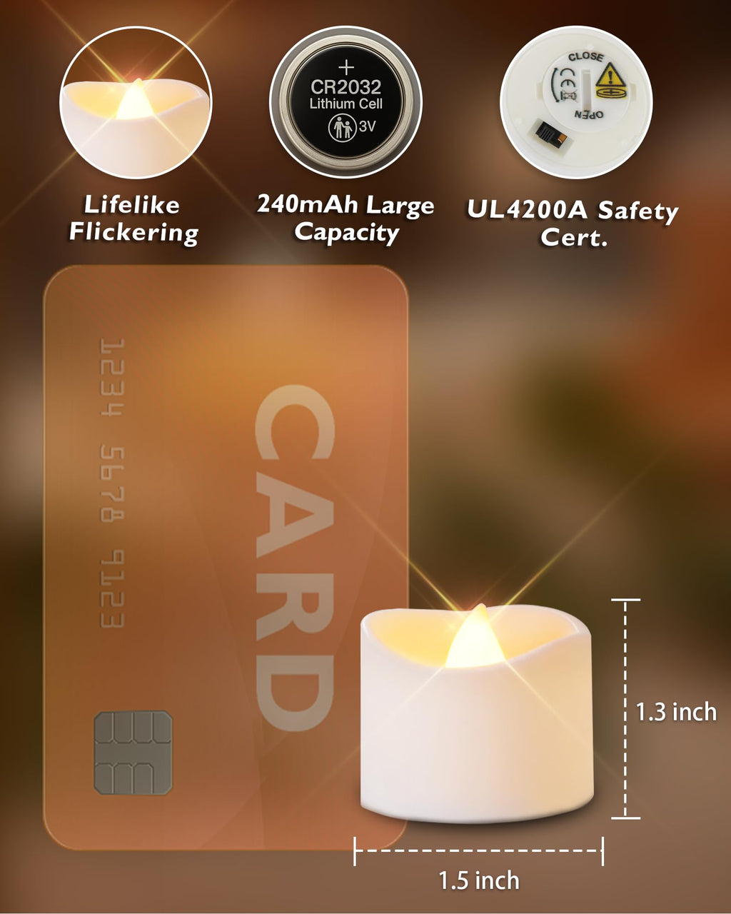 Homemory Battery Tea Lights with Timer, 6 Hours on and 18 Hours Off in 24 Hours Cycle Automatically, Pack of 12 Timing LED Candle Lights in Warm White