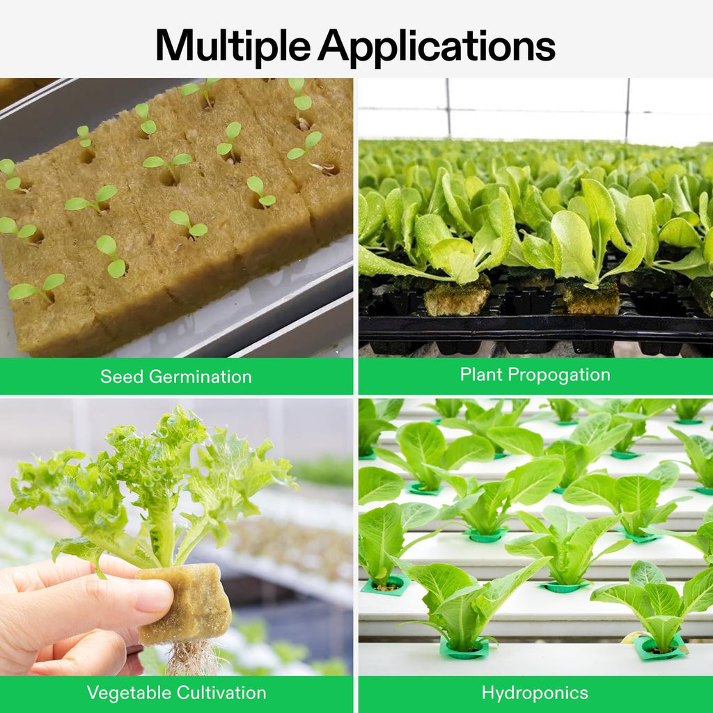 VIVOSUN 1" Rockwool Cubes, 200 Plugs Stonewool Starter Grow Cubes for Cuttings, Cloning, Plant Propagation, Seed Starting, Hydroponic Grow Media for Vigorous Plant Growth