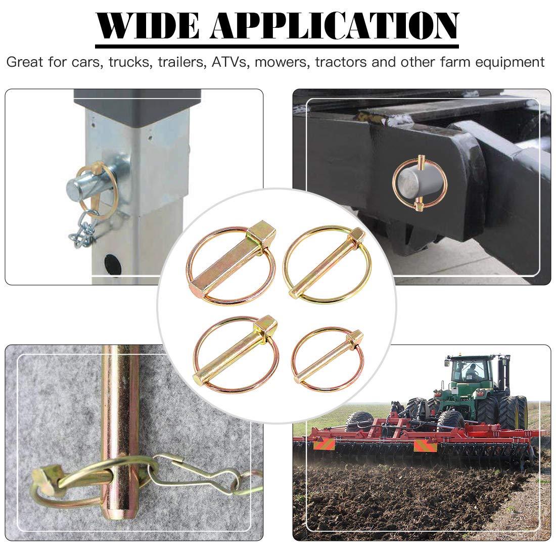 Glarks - 30 Lynching Pins Assortment Kit for Agricultural Tractors, Trailers, Trucks, Lawn Mowers