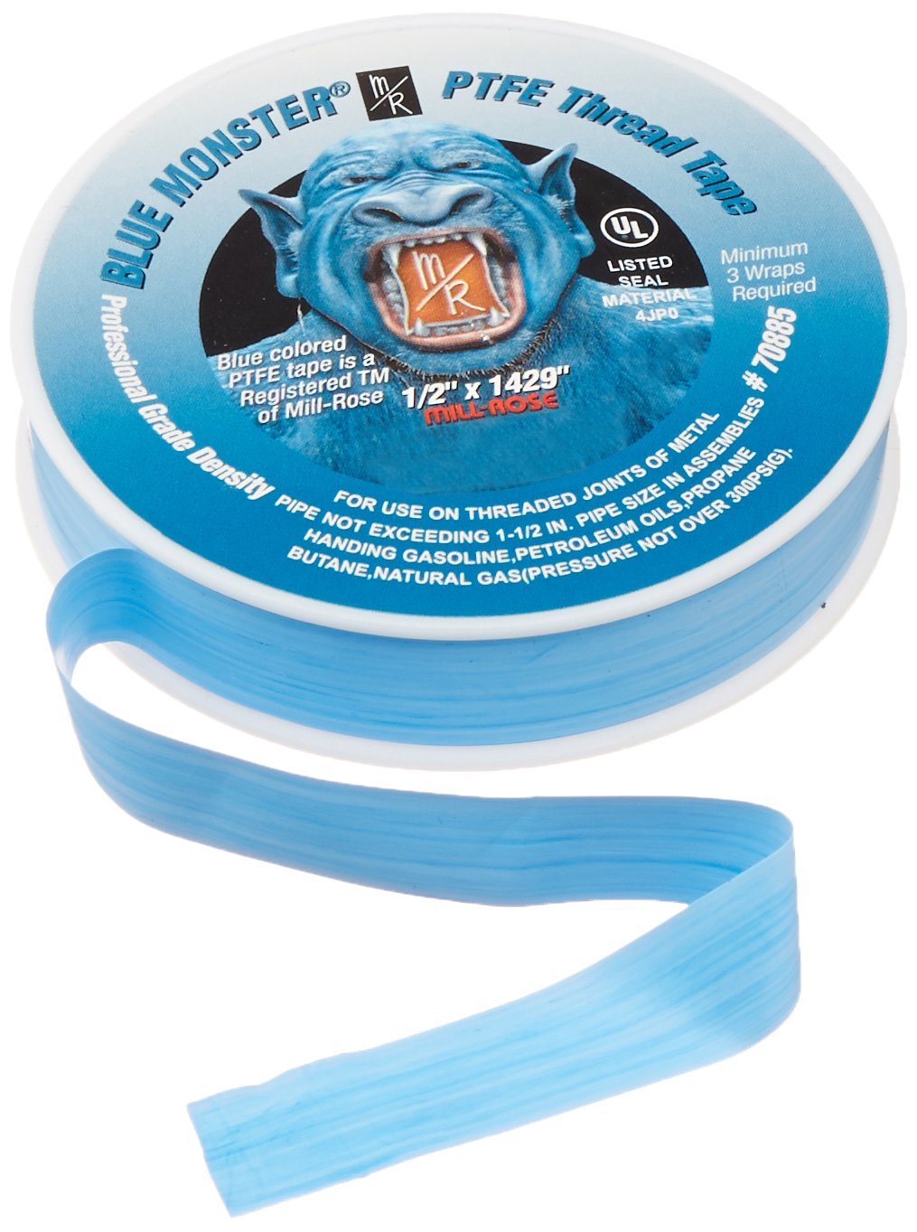 American Water Heaters Millrose 70885 Monster Roll PTFE Thread Seal Tape, 1/2-Inch x 1429-Inch, Blue