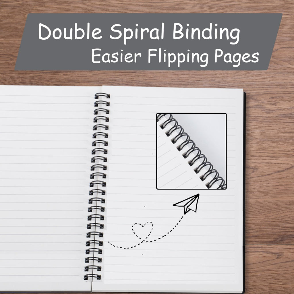 A5 Spiral Lined Notepad,4 Pack Spiral Notebook Wirebound Notebooks 80 Sheets(160 Pages)/Per Pack A5 Sketch Book Reporters Notepad for Office Travel School Drawing Black