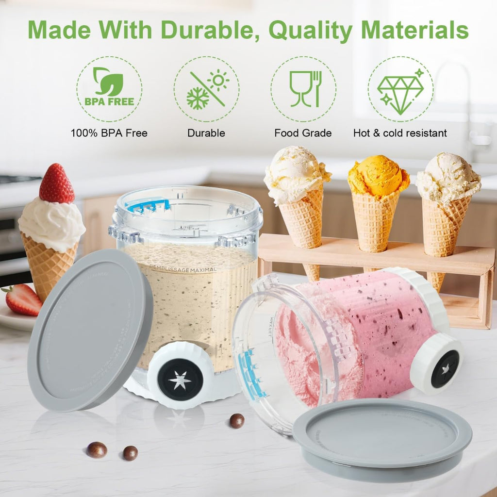 2 Pack Pint Containers Replacement for Ninja Swirl Ice Cream & Soft Serve Makers, 16oz Creami Swirl Pints and Lids Compatible with NC700 NC701 Series, BPA-Free & Dishwasher Safe