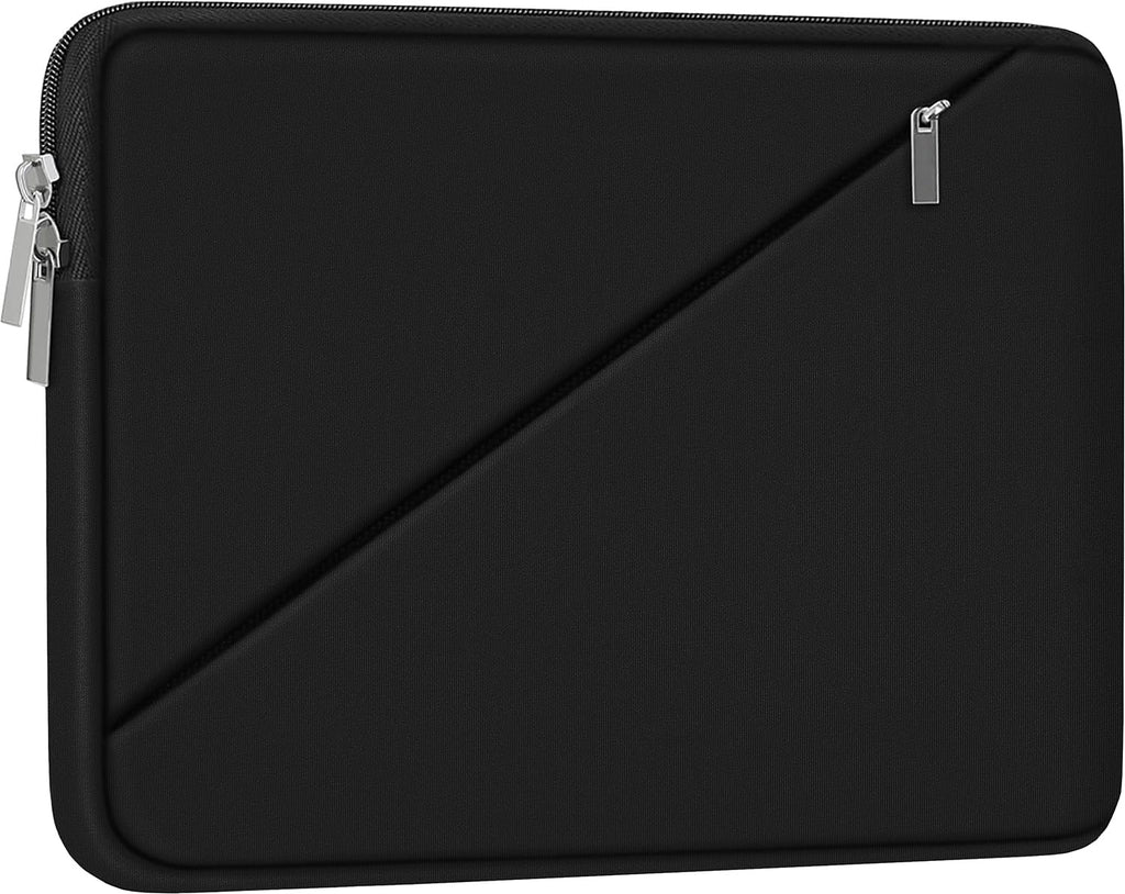 Laptop Sleeve Case 15.6 inch, Traveling Carrying Computer Sleeve Bag with Zippered Pocket, Shockproof Protective Laptop Cover Compatible for Apple Notebook, HP, Dell, Acer, Asus, Lenovo, Black