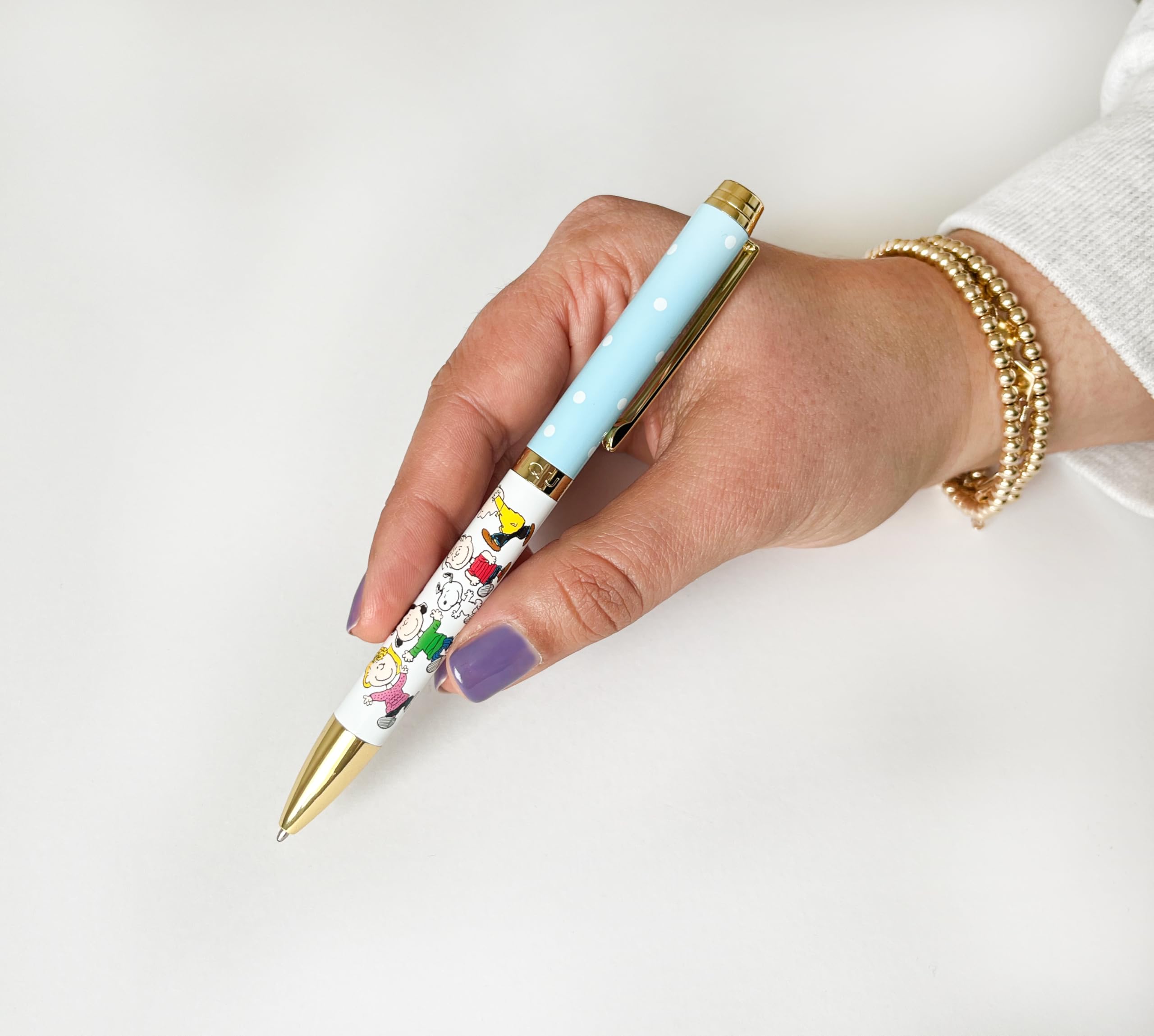 Graphique Peanuts Fashion Pen | 5.5” Ballpoint Pen | Refillable Black Ink | Retractable Twist Top | Matching Decorative Box | Comfort Grip for Writing | Office Supplies Accessories