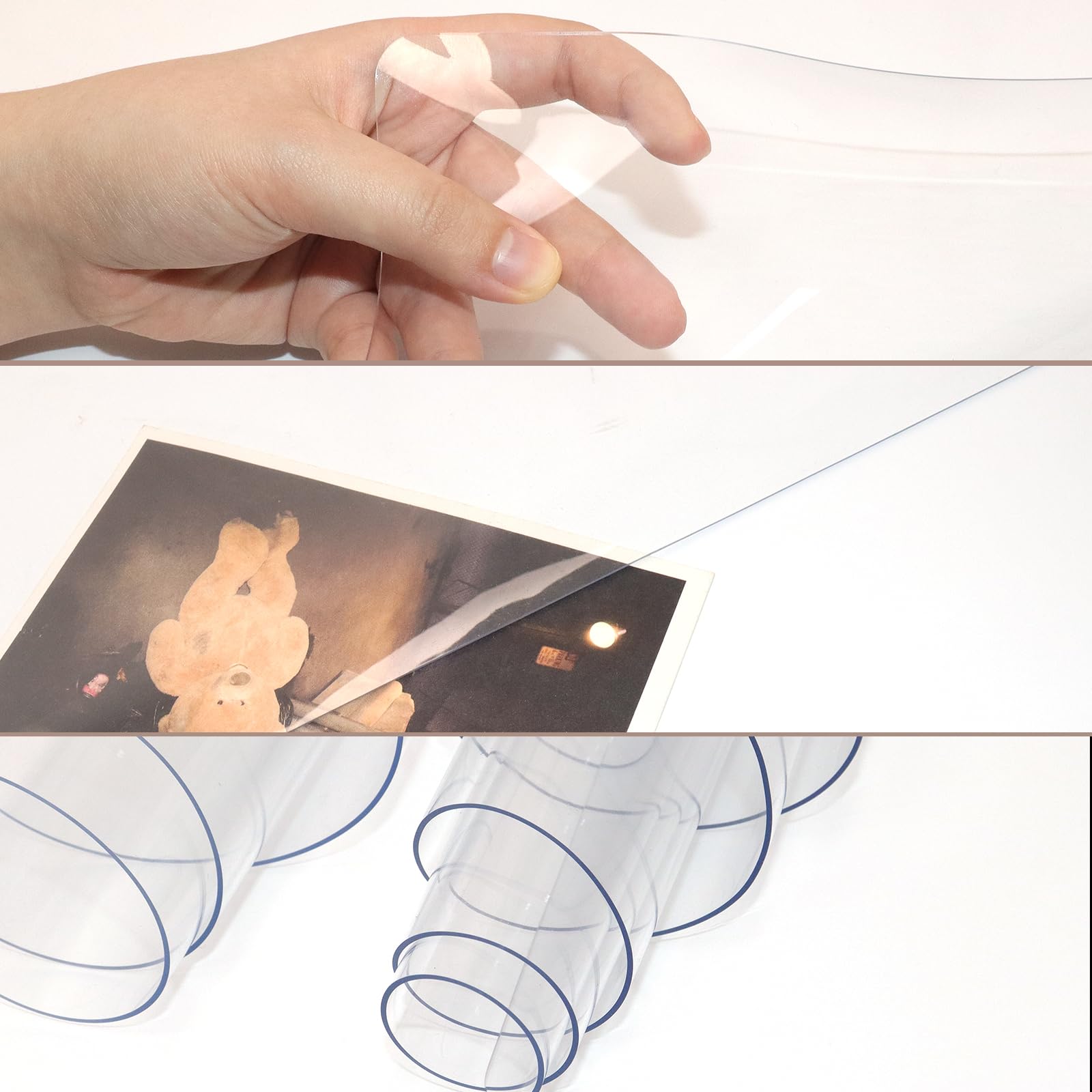 BLESWIN Clear Desk Mat, Transparent Writing Desk Mat, Durable Waterproof Multi-Functional Table Protector with Non-Slip Adhesive, 16.93 x 35.43 Inches, Suitable for Home and Office