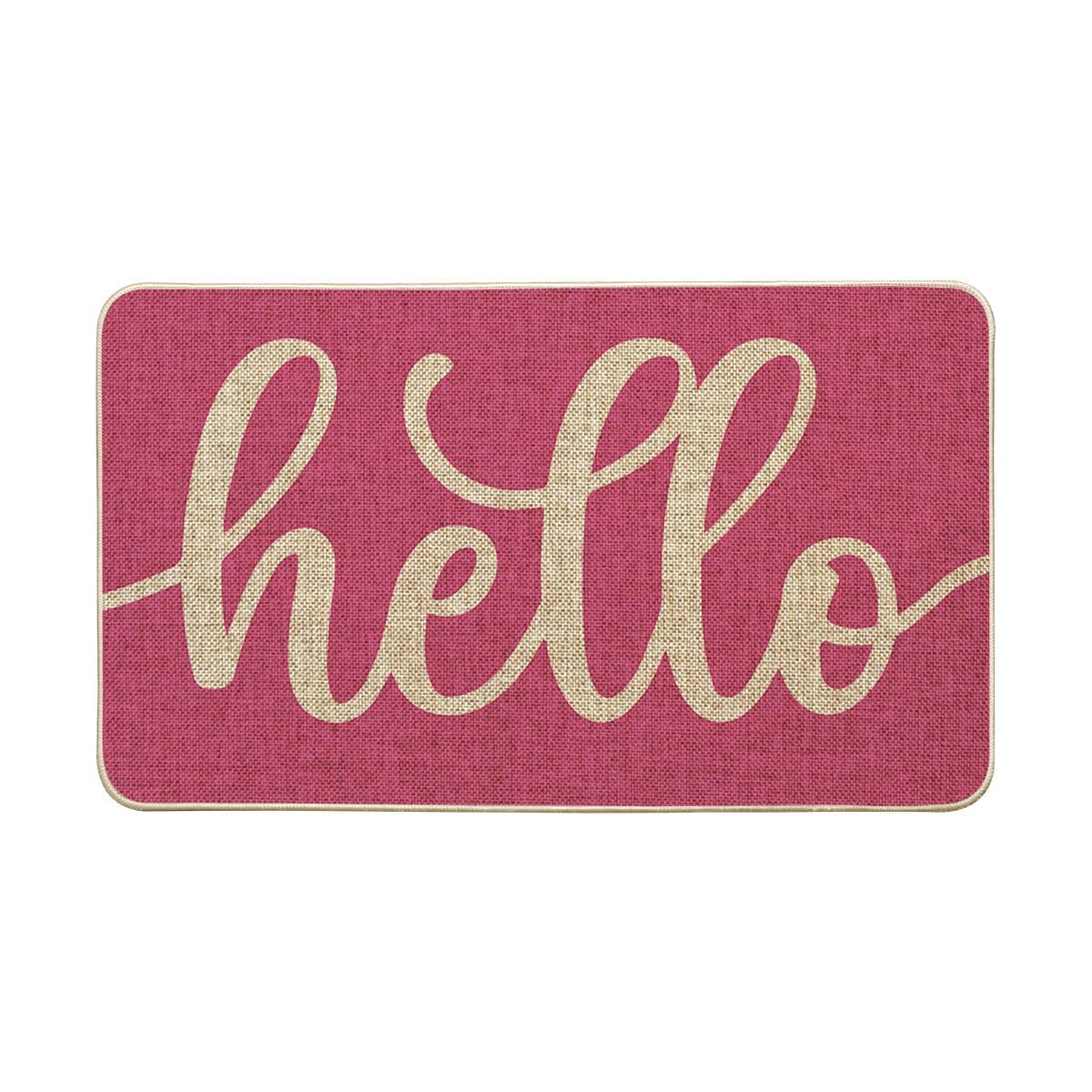 Artoid Mode Pink Hello Spring Doormat, Summer Home Decor Low-Profile Switch Rug Door Mat Floor Mat for Indoor Outdoor 17x29 Inch
