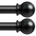 2 Pack Curtain Rod 48 to 84 inch, Adjustable 5/8 Diameter Decorative Drapery Rod Set of 2, Heavy Duty Metal Standard Curtain Rod for Bedroom, Living Room, Black