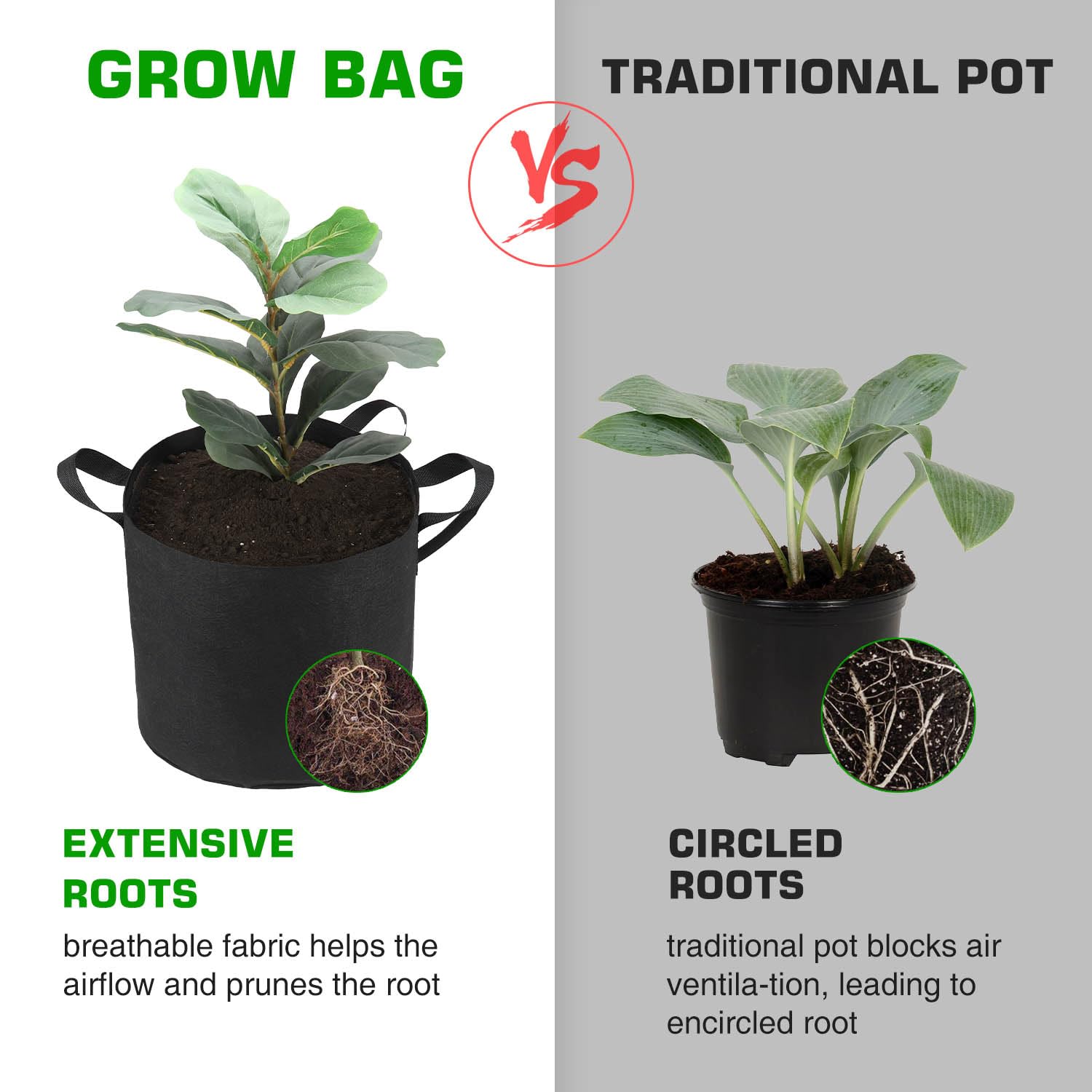 Lyincat 12-Pack 3 Gallon Grow Bags Heavy Duty Thickened Nonwoven Fabric Pots with Durable Handles
