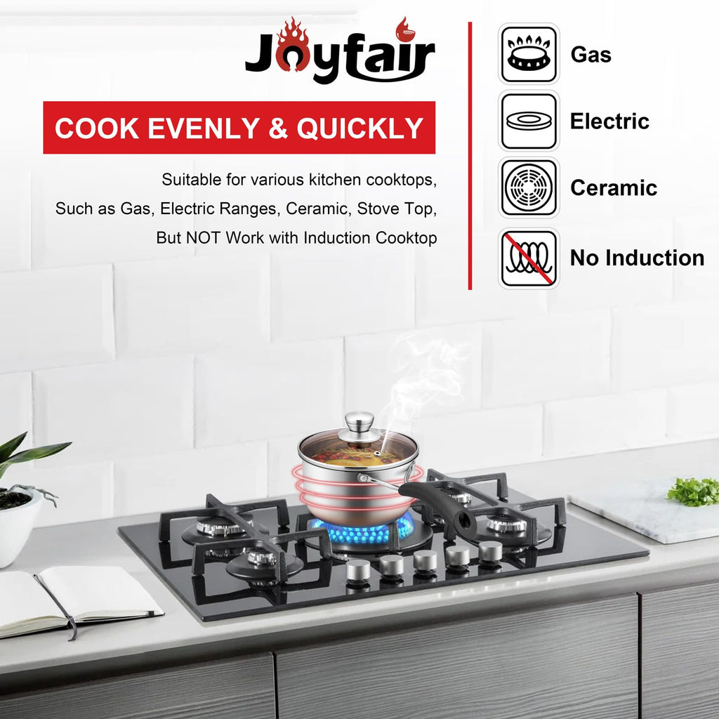 1 Quart 18/10 Stainless Steel Saucepan, Joyfair Small Sauce Pot with Lid for Multipurpose, Cooking Spaghetti, Warming Milk, Boiling Soup, Extra Pan Wall & Heat-Proof Bakelite Handle, Dishwasher Safe