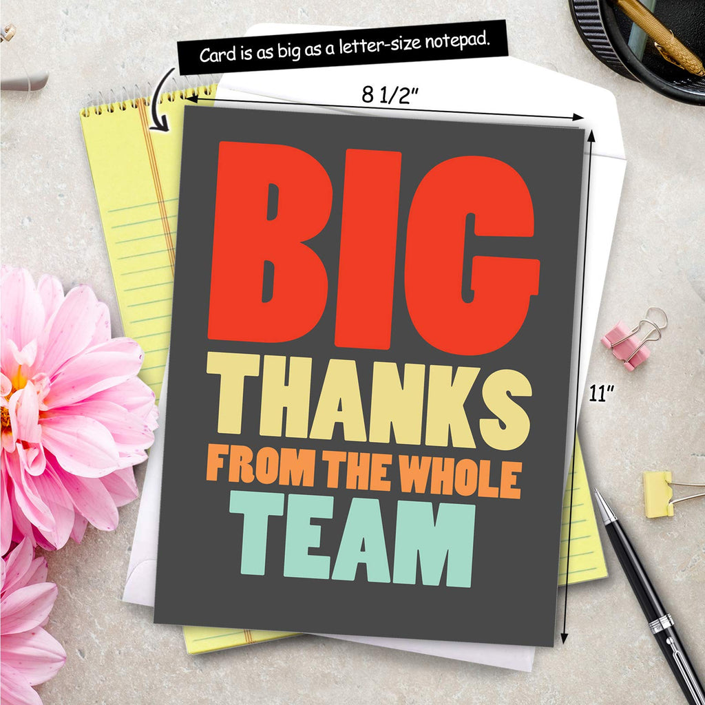 NobleWorks - Coach Thank You Greeting Card with Envelope Group, Coworker, Gang (Big 8.5 x 11 Inch) Big Thanks From The Team J6884TYG-US