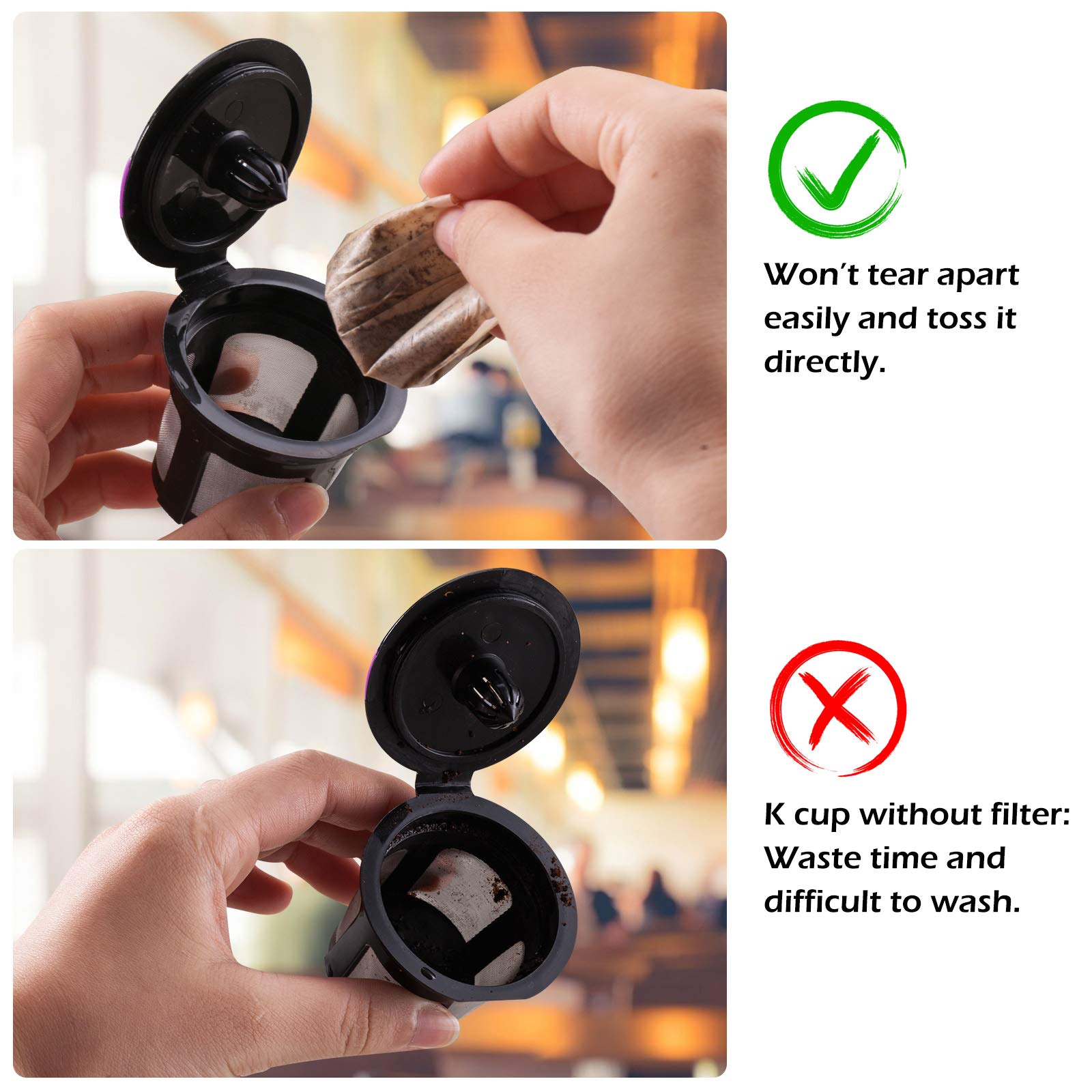 Disposable Paper Coffee Filters, Keurig K Cup Paper Filters for Keurig Single Brewer Reusable Cups, K-Cup Coffee Pods, Fits All Brands Reusable K Cups (500)
