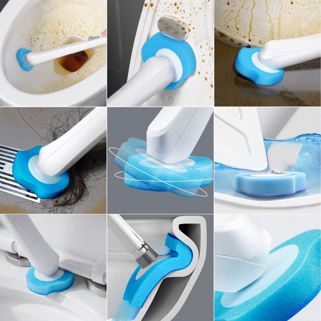 ROUDJER Toilet Brush Refills, 32 Pcs Disposable Toilet Brush Cleaning Sponges Heads for Bathroom Washroom Cleaning, Not Compatible with Other Wand