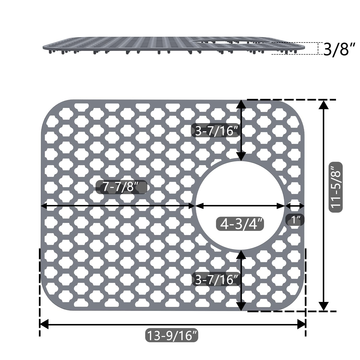 BEHOK 2 Pack Silicone Sink Protector for Kitchen Sink Bathroom Sink 13.58"x 11.6" Sink Mat, Non-Slip and Durable Silicone Sink Grid, Rear Drain (Gray)