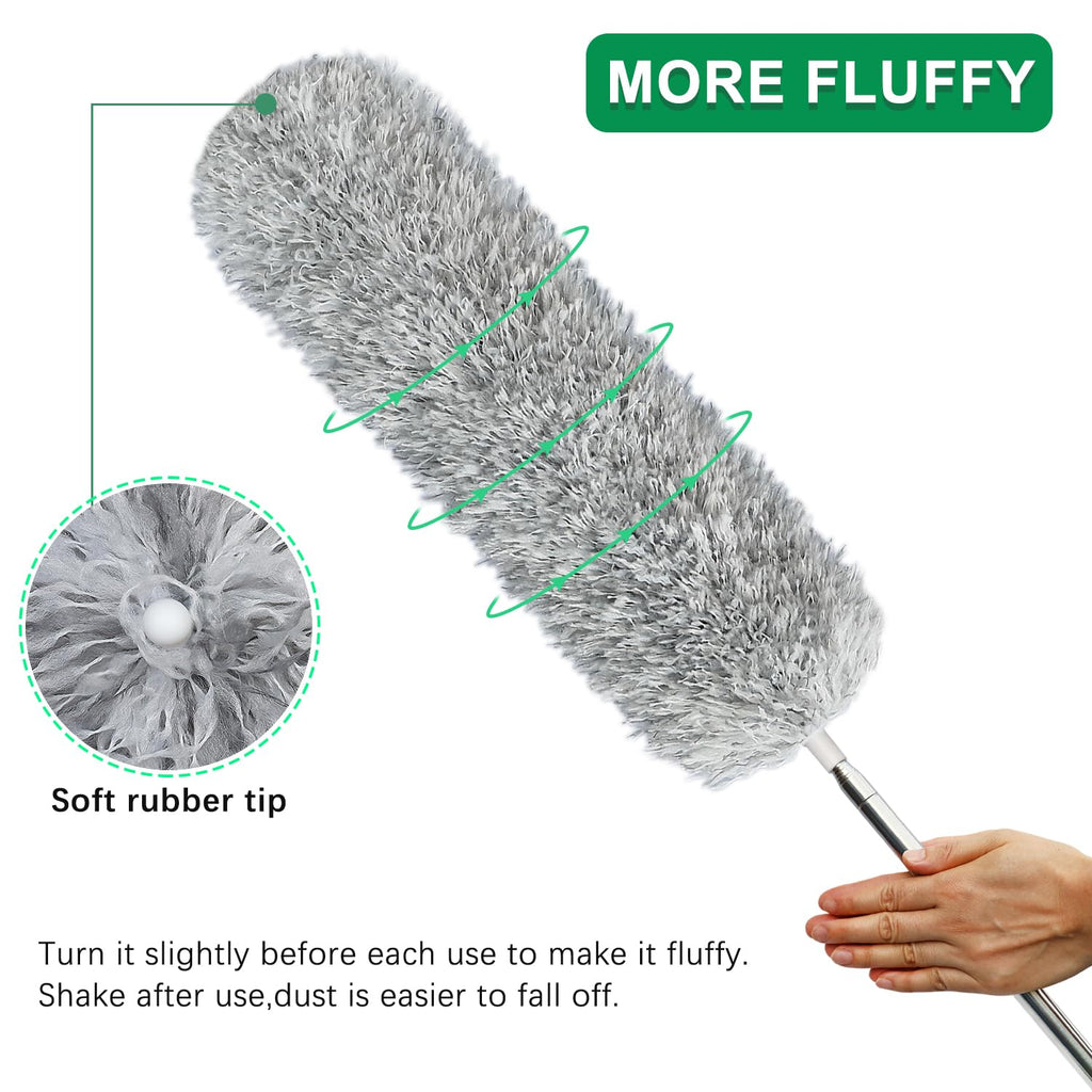 100-inch Extra-Long Dusters, Cleaner Tools with Extension Pole and Bendable and Washable Microfiber Head, Feather Duster for High Ceilings,Ceiling Fan,Furniture