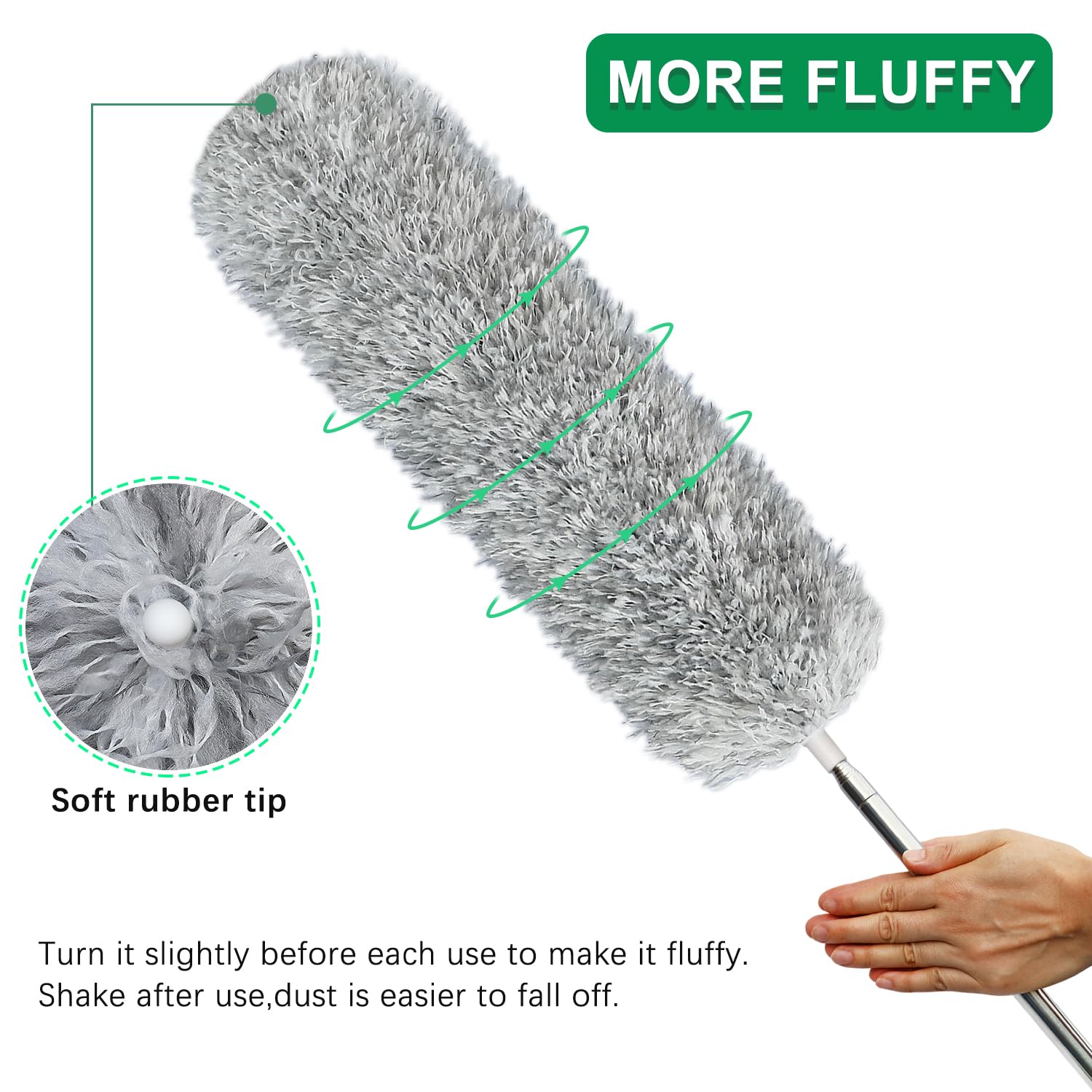 100-inch Extra-Long Dusters, Cleaner Tools with Extension Pole and Bendable and Washable Microfiber Head, Feather Duster for High Ceilings,Ceiling Fan,Furniture