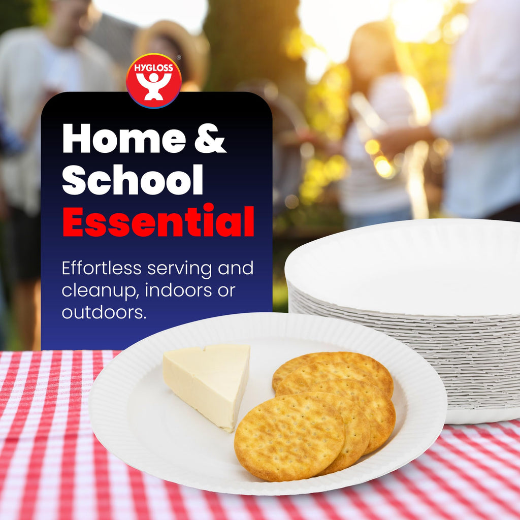 Hygloss Products Paper Plates - Uncoated White Plate - Use for Foodware, Events, Activities, Crafts Projects and More - Environmentally Friendly - Recyclable and Disposable - 9-Inches - 200 Pack