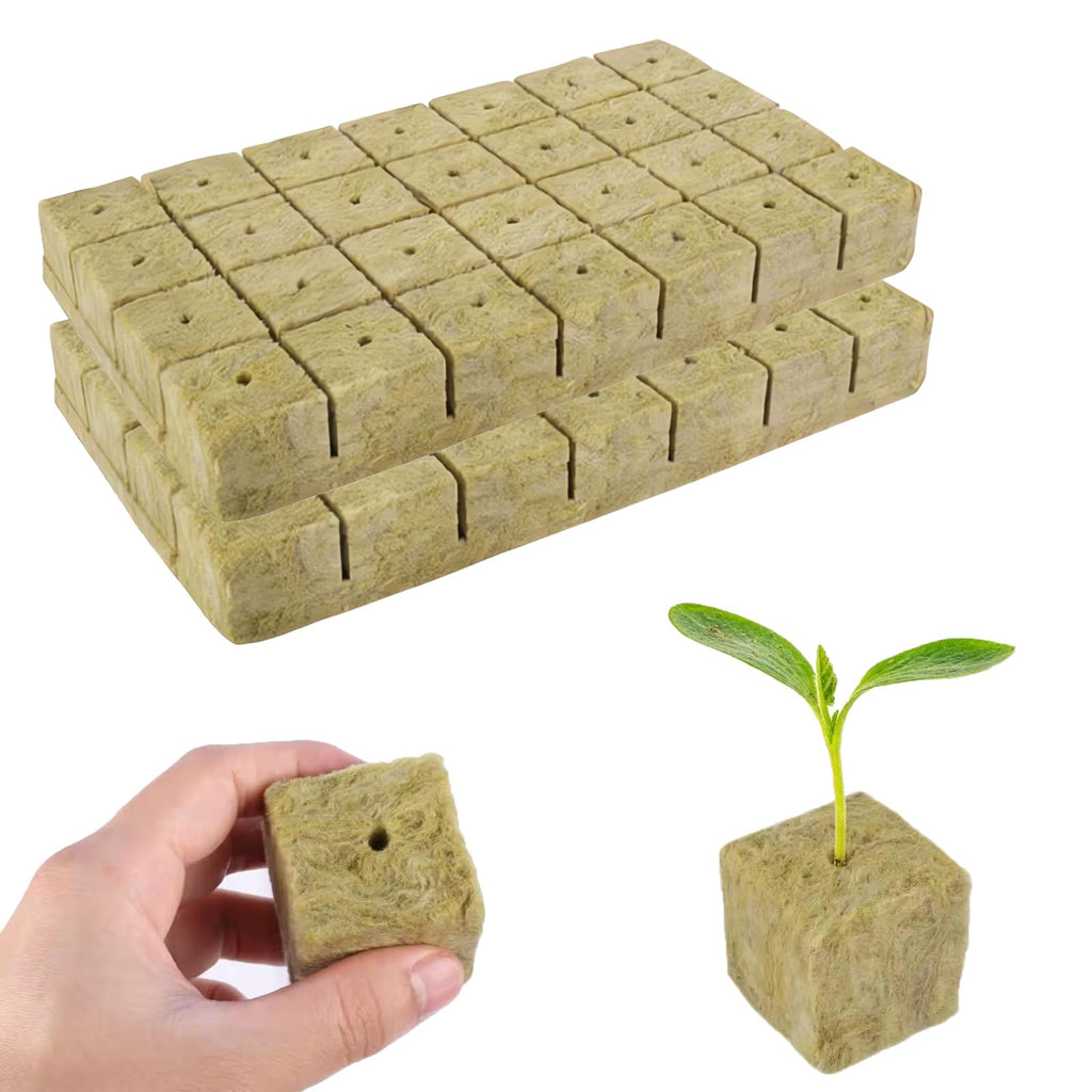 Naturezhen 56 Pcs Rockwool Grow Cubes (1.57"), Hydroponic Starter Plugs for Seedlings, Cloning & Soilless Cultivation, Premium Stonewool Growing Medium for Indoor/Outdoor Plant Systems