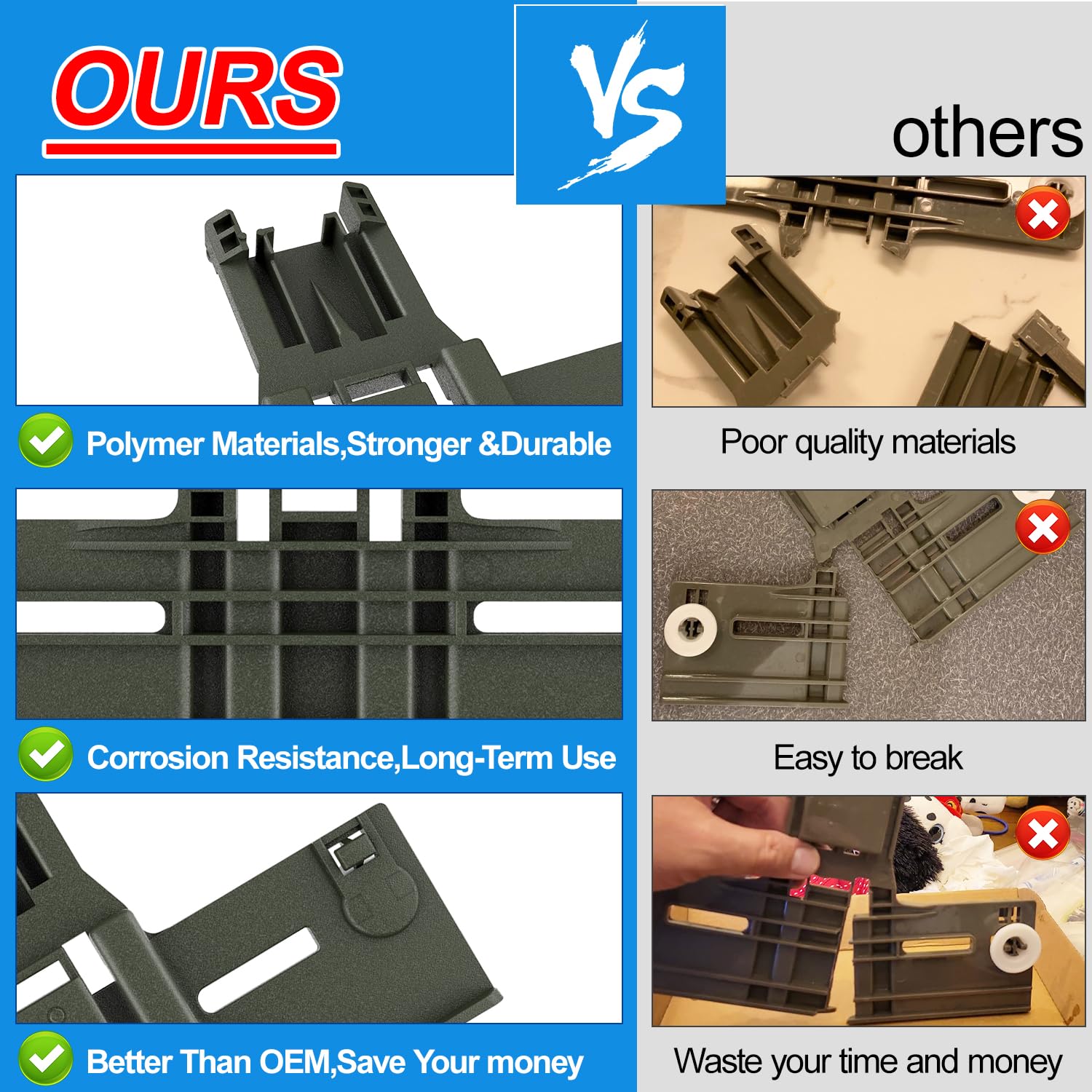 Upgraded W10350375 W10712395 Dishwasher Top Rack Adjuster Parts for Whirlpool WDTA50SAHZ0 Dishwasher Parts WDT750SAHZ0 WDT730PAHZ0 WDT970SAHZ0 Upper Rack Parts,For Kenmore 665 Dishwasher Top Rack Part