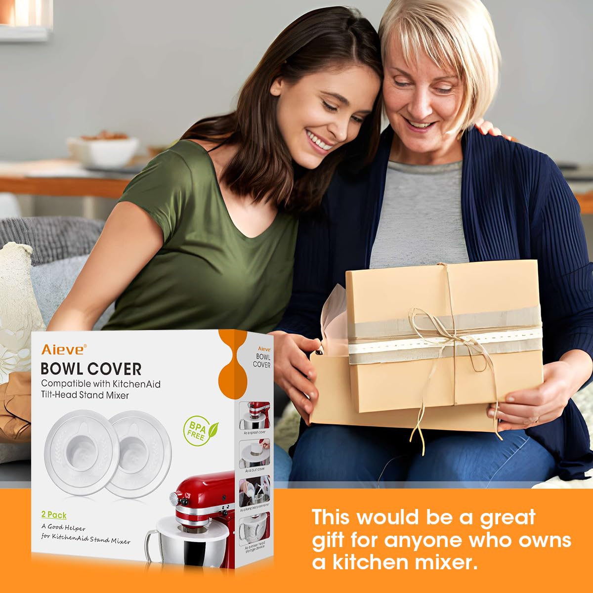 Aieve Mixer Bowl Covers,Guard Lids for KitchenAid 4.5-5 Quart Tilt-Head Stand Mixer to Prevent Ingredients from Splashing Out(2 Pack)
