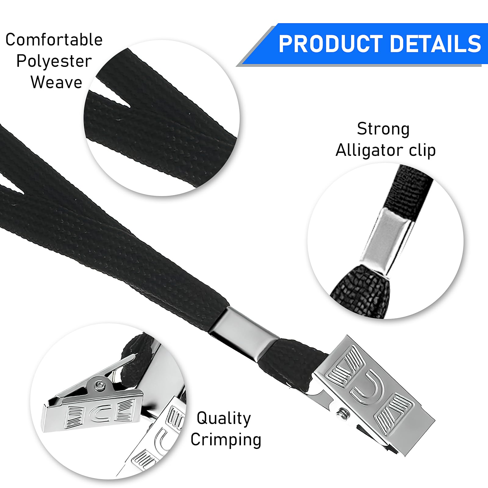 120 Pcs Lanyard with ID Holder, Include 60 Waterproof Clear Plastic Horizontal Name Tags Badge Id Card Holders with 60 Black Neck Strap Lanyards, for Office School Business Cruise - 4"x3"