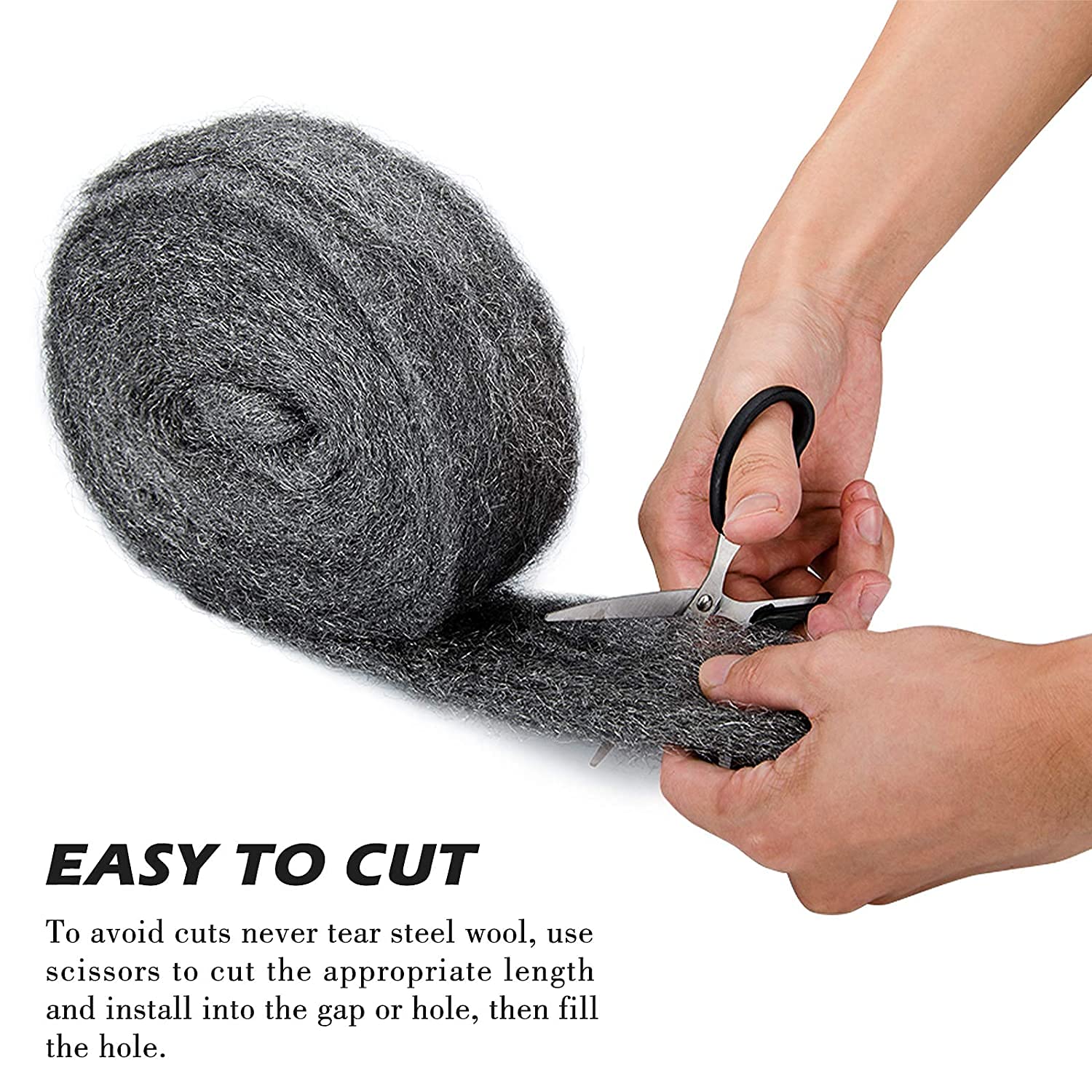 60FT(1.3 LB) Steel Wool Roll, Coarse Wire Fabric for Pest Control, Hardware Gap Blocker & Animal Proofing in Home & Garden (DIY Kit)