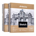Artecho Sketch Book 9 x 12 Inch, 100 Sheets 90gsm, Pack of 2, Spiral hardcover sketchbook, Acid Free Sketch Paper, Sketch Pad, Sketchbook for Drawing