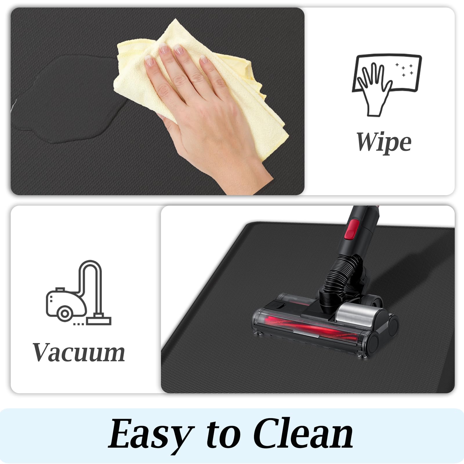 Artnice Kitchen Mats for Floor, 0.75" Cushioned Anti Fatigue Mat, Memory Foam Kitchen Rug, Non Slip Waterproof Comfort Mat for Standing, Home, Office (17.3" x 28", Black)