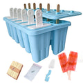 Silicone Popsicle Molds with Sticks Wpunwen 12 Cavity Ice Popsicle MoldsIce Cream Mold with Clean Brush 12 Reusable Sticks 50 Sticks 50 Bags Blue
