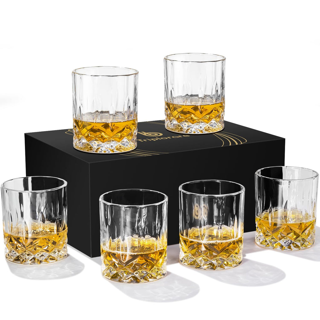 Triplorare Whiskey Glasses Set of 6, 11 OZ, Old-Fashioned, Rocks Glasses, Bar Whiskey Glasses, Glasses for Scotch